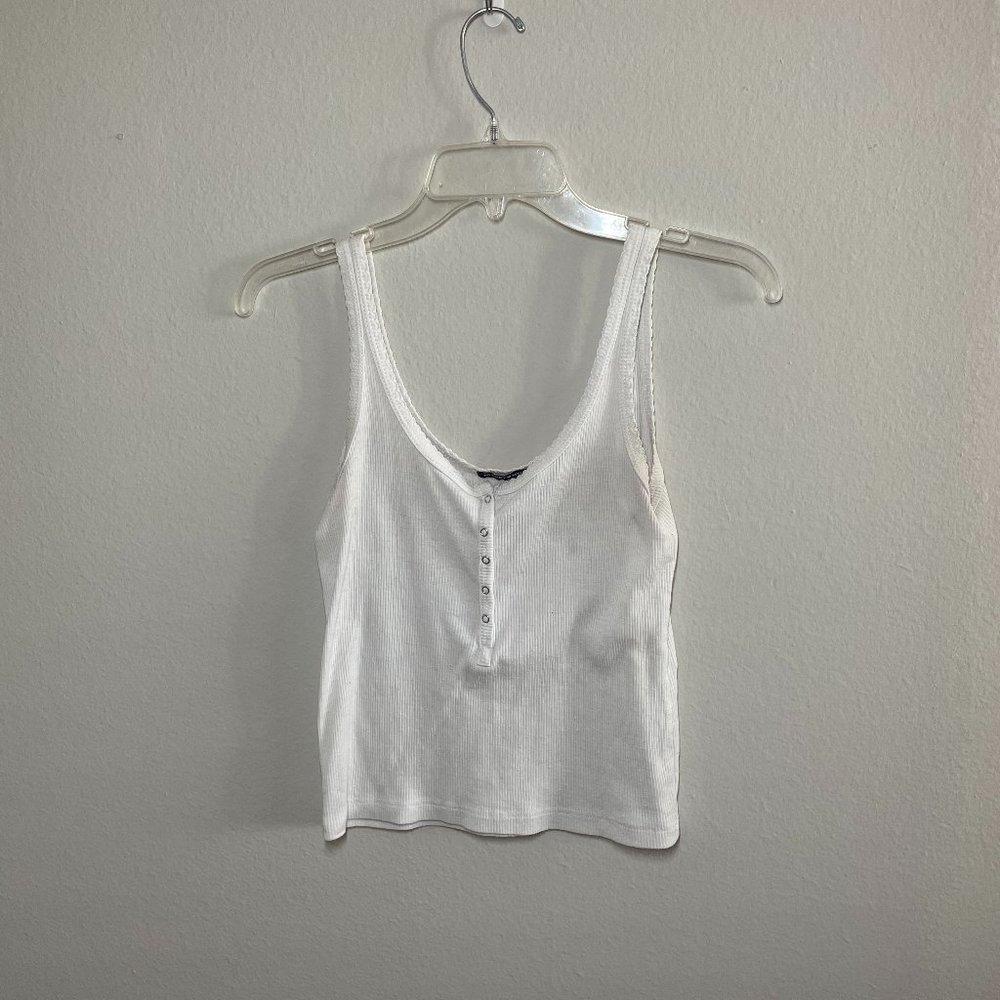 Brandy Melville white button front tank